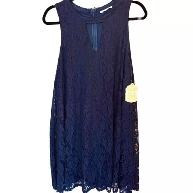 Altar'd state women’s size large navy blue lace keyhole boho sleeveless dress