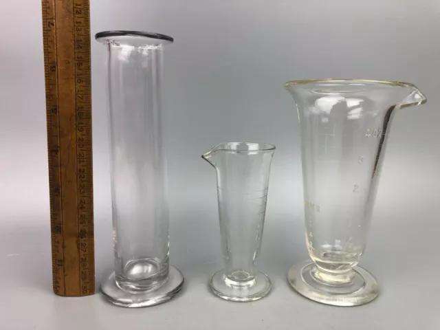LOT 3 Glass Lab Measures Beakers K EXAX Whitall & Tatum