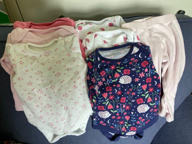 Baby Girl Bundle 7 Items 0-3 Months Long Sleeved Bodysuits M&S George F&F