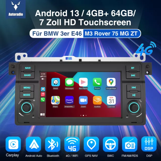 4+64G Autoradio Für BMW 3er E46 M3 Rover 75 MGZT Carplay Android 13 NAVI RDS KAM 2