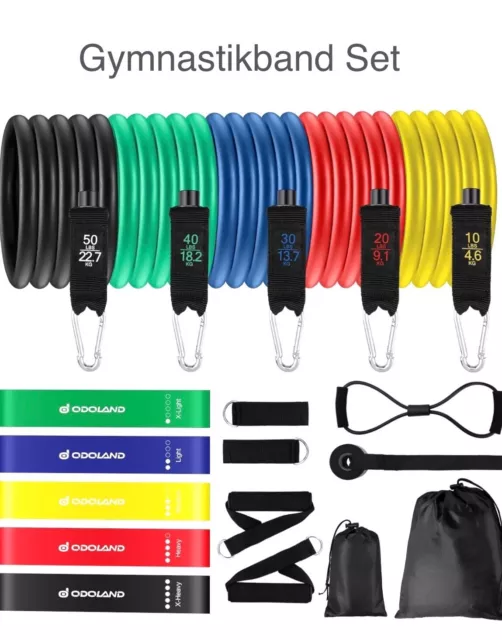 Odoland Resistance Bands Gymnastikband Widerstandsband Set in 5 Farben