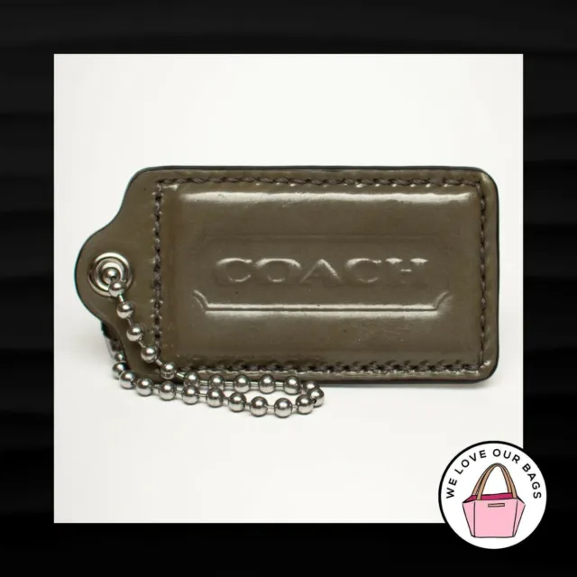 3" Large COACH GREEN PATENT LEATHER KEY FOB BAG CHARM KEYCHAIN HANGTAG TAG
