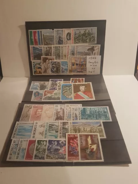 Monaco 1977. Annee complete. 46 timbres neufs sans charnieres