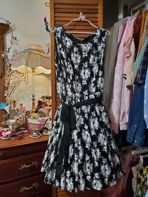 Lane Bryant Black & White Lace Fit & Flare Dress Size 18