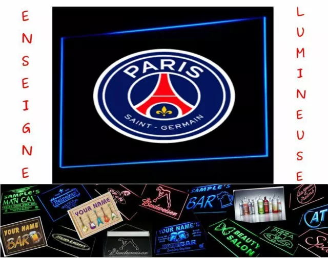 PANNEAU LUMINEUX LOGO Football Psg Paris Sg Pub Led Enseigne Maillot Neon  Lampe EUR 39,99 - PicClick FR