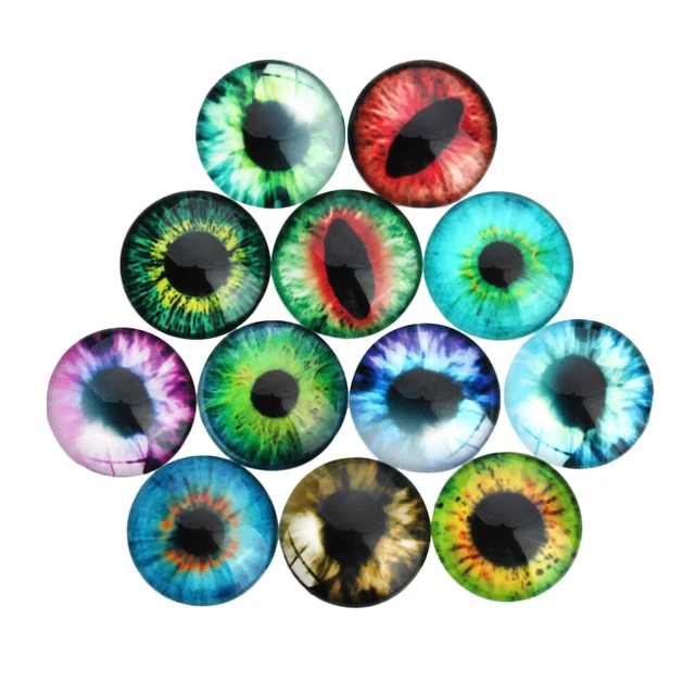 100 Pcs Gemstone DIY Fake Animal Eyes Tile Stickers Round Glass Demon