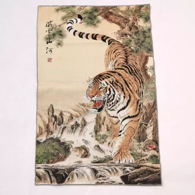 36" Chinese Cloth Silk 12 Zodiac Animal Tiger Painting Mural Home Decoration#15