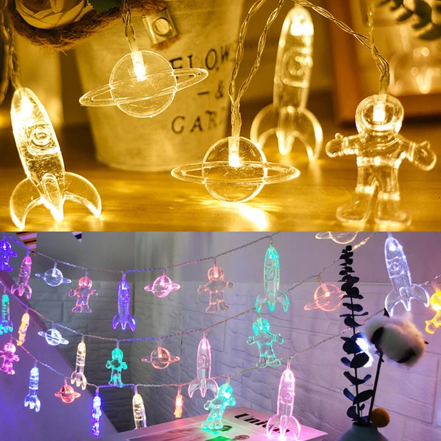 LED String Fairy Lights Spaceman Rocket Hanging Night Lamp Kids Bedroom Decor US