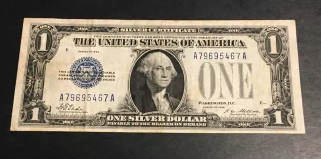 1928 $1 one Dollar  Fr. 1600 AA Block SILVER CERTIFICATE “FUNNYBACK”