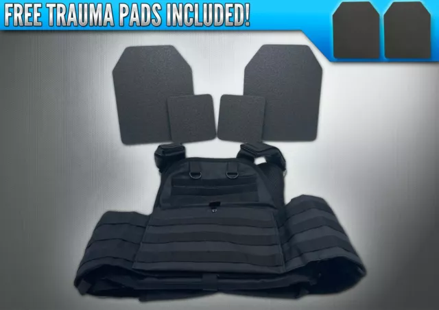 AR500 4 Pc Level 3 III Body Armor Plates Molle Vest Set-up