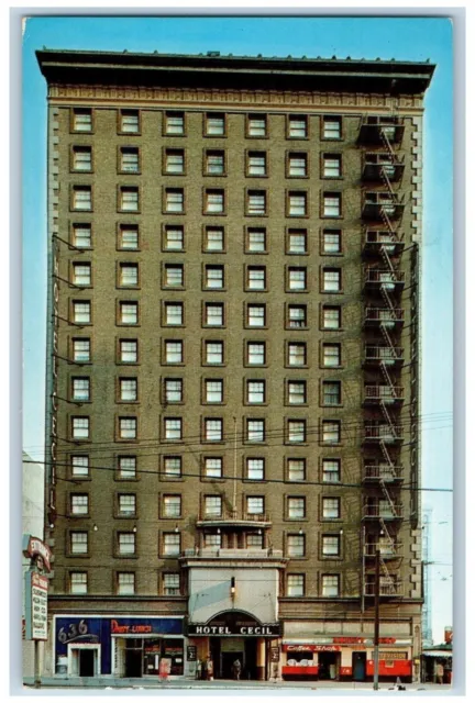 Los Angeles California CA Postcard Hotel Cecil South Main c1960 Vintage Antique