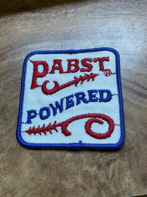 Pabst Powered PBR Blue Ribbon Beer Vtg Patch 70s 80s Sew On 3” Trucker Hat WI