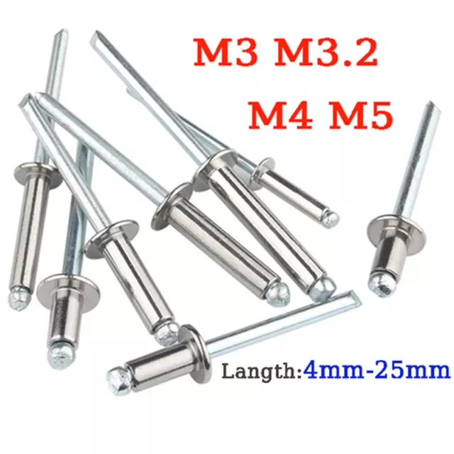 Rivetto Cieco Cupola Alluminio Acciaio Gambo Mandrino Scarico Rivetto Pull M3.2~M5