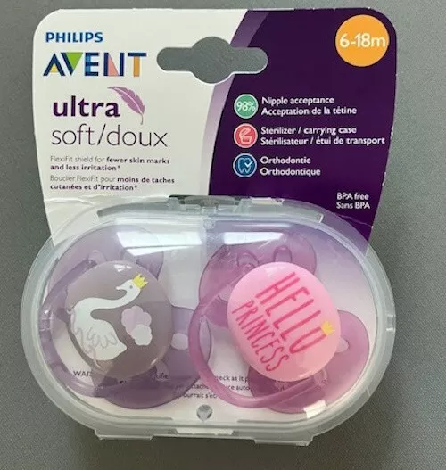 Philips Avent Ultra Soft Schnuller "SCHWAN+PRINCESS" 6-18 m (2 Stück) OVP