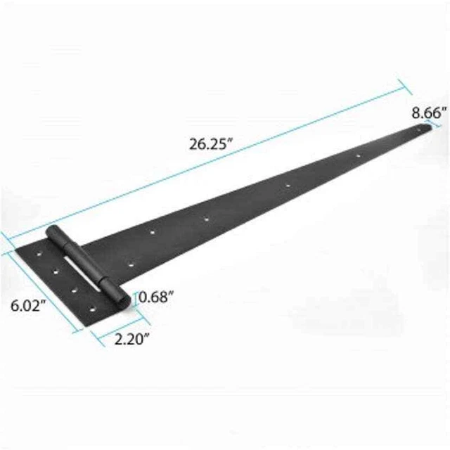 Tee Strap T-Hinge Large Black For Barn Doors or Large Gates 25 1/4" Length