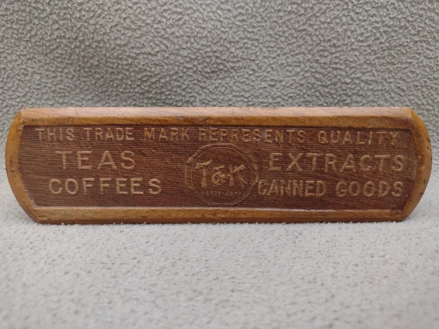 T & K Teas Advertising Shoe Shine Brush 7 3/4"  X  2 1/8" Natural Vintage