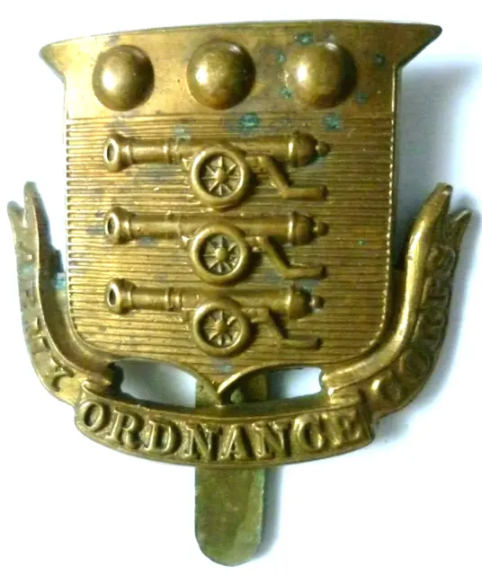 Victorian Army Ordnance Corps Cap Badge Brass Slider 32mm Antique Original