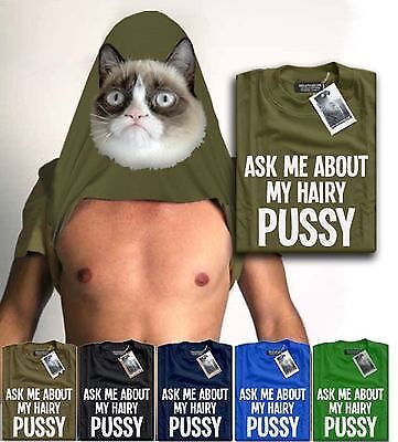 Ask Me About My Peloso Pussy Divertente Da Uomo Flip T-Shirt Maglietta - Regalo