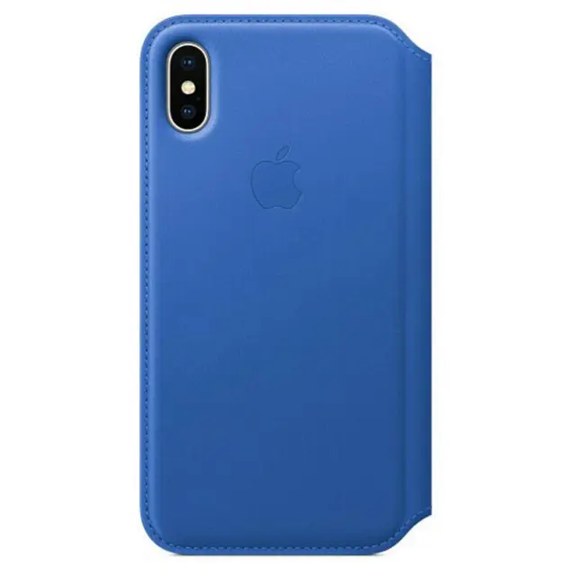 Genuine Apple Leather Folio Case Cover for iPhone X - Electric Blue