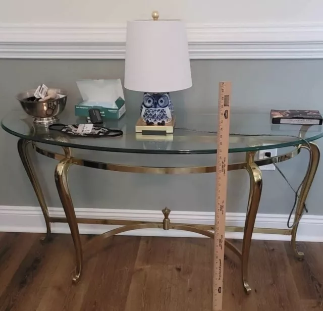 Ethan Allen Hollywood Regency Glass & Brass Coffee Cocktail Table