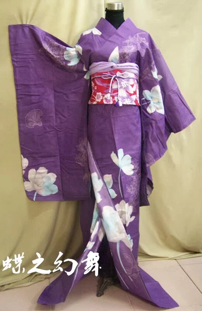 60 Colors Japanese Traditional Womens Cotton Blend Long Furisode Kimono Costume