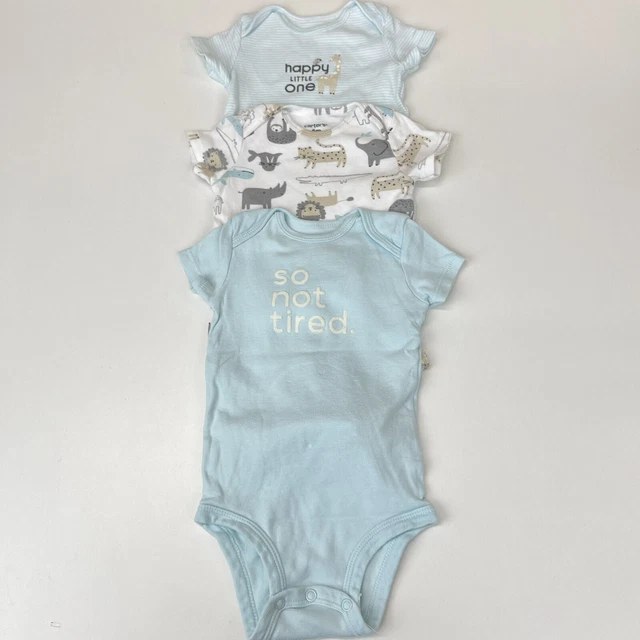Carters Baby Bodysuit 6 Months One Piece Short Sleeve Pack of 3 Unisex Boy Girl