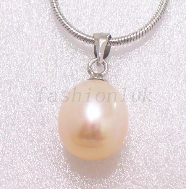 Women Fresh Water Real Orange Pink Pearl Pendant Only 10mm 13mm Tear Drop UK 3