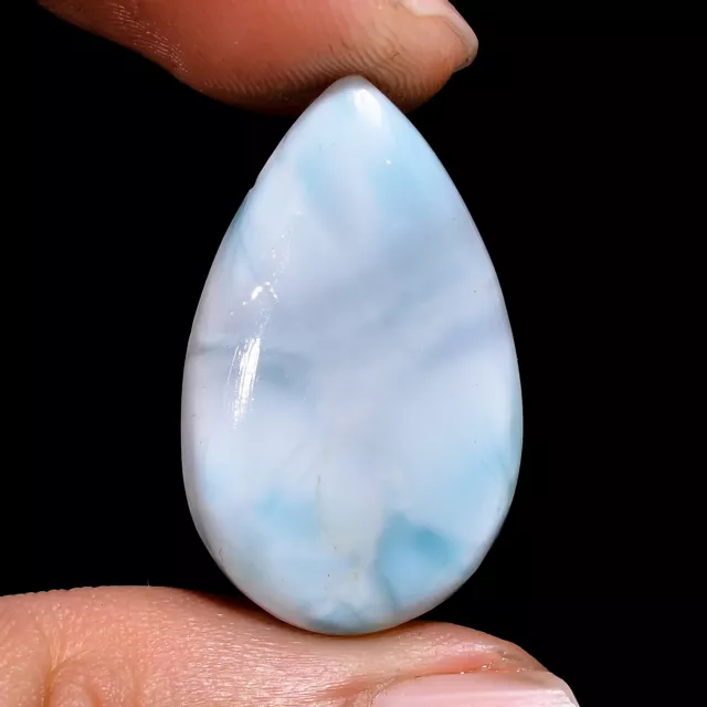 100% Natural Larimar Pear Shape Cabochon Loose Gemstone 28X17X5 MM 20.50 Cts.