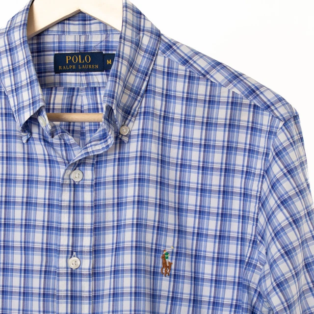 Camicia uomo POLO RALPH LAUREN blu a quadri manica lunga taglia. M