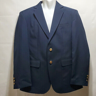 Edwards Boy's Navy Blue 2 Gold Button Textured Woven Suit Jacket Blazer