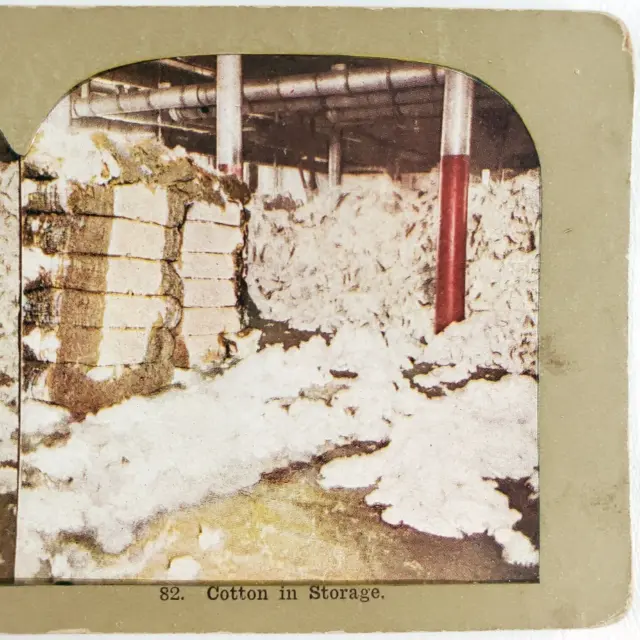 Cotton Factory Storage Barn Stereoview c1905 Farming Farm Shed Card Art C1328
