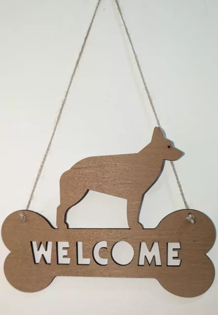 German Shepherd Dog puppy Welcome Sign - Wooden Home Indoor Hanging Sign