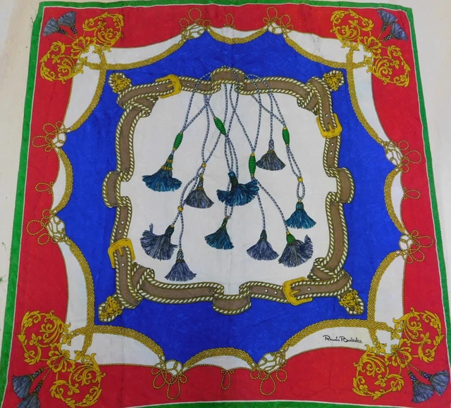 Foulard En Soie Vintage Renato Balestra - 84 X 88 Cm, Gris - Occasion élégant