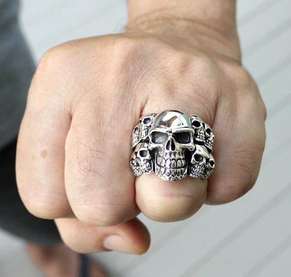 Phantom Skull 925 Sterling Silver Ring Men's New Biker Rocker Gothic Jewelry