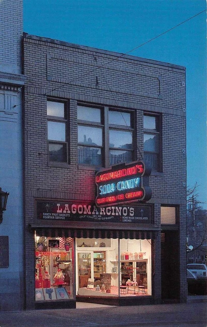 Moline Illinois Lagomarcino's Ice Cream Parlor Street View Vintage Postcard U779