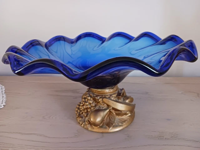 VINTAGE VASQUE COUPE Centre De Table En Verre O Oggi Festonnee Couleur