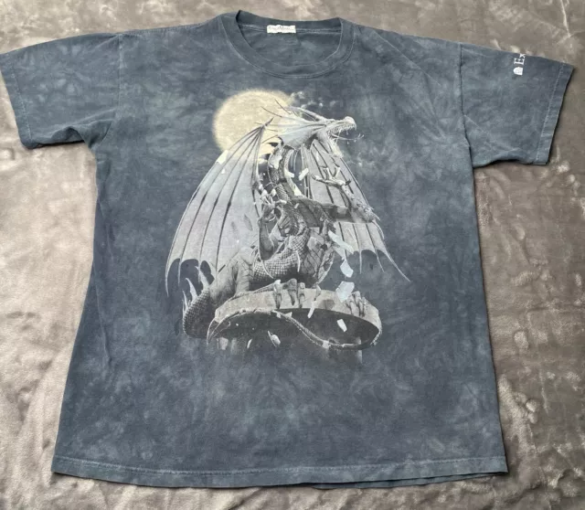 The Mountain Excalibur Shirt Men's Large Gray Tie Dye Dragon Las Vegas Y2K Tee