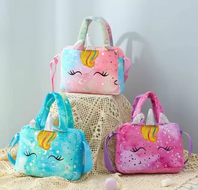 Toddler Kids Children Girls Fluffy Plush Unicorn Toy Gift Crossbody Bum Bag