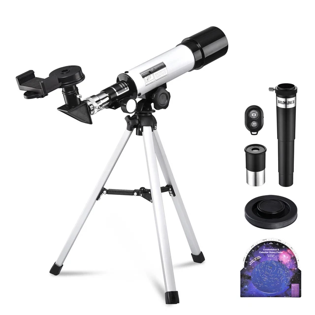 360x50mm Refractor Astronomical Telescope Eyepieces Tripod Barlow Lens for Kids