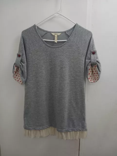 Matilda Jane Once Upon a Time Literary T-Shirt Tunic Top Medium Gray S/S