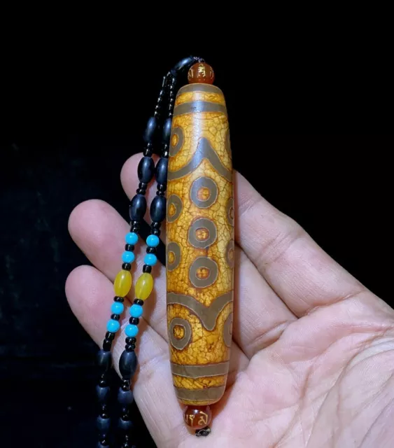 Certified Tibetan Oily Agate 21 Eyes Dzi Bead~Amulet Pendant 藏传老矿玛瑙火供21天珠