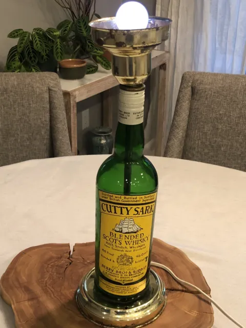 Vintage Cutty Sark Bottle Made Into A Lamp Ship Whiskey Booze Bar Club Man Cave