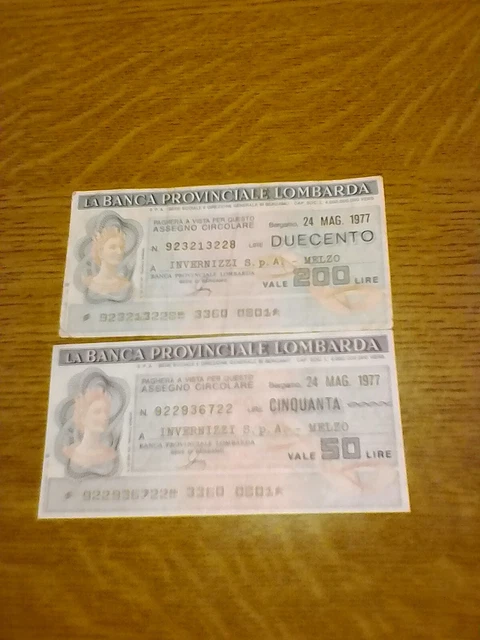 Miniassegni Banca Provinciale Lombarda - Lotto Ml1568  (N. 2 Emissioni)