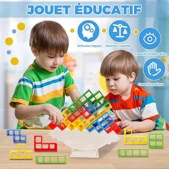Jeu D'équilibre Jouet Empilable Tetris, Bloc de Construction Tetris, Montessori