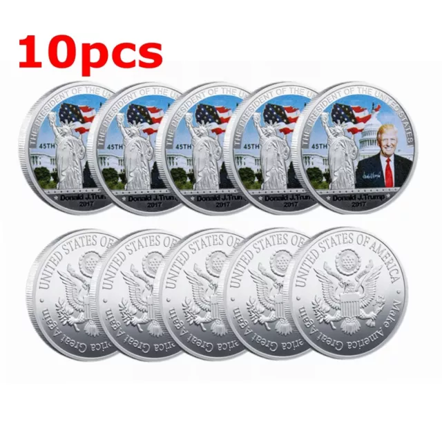 10pc Donald Trump 45th President US Commemorative Coin Make American Great Again