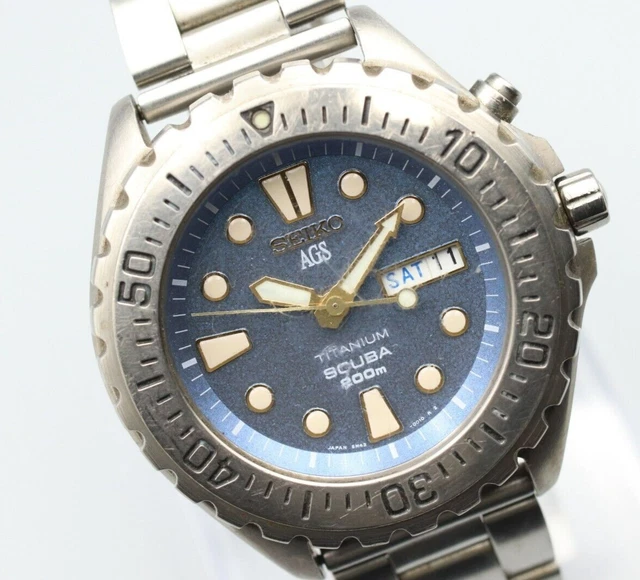 EXC+4* VINTAGE SEIKO AGS TITANIUM SCUBA 200m 5M43-0010 Quartz Blue 