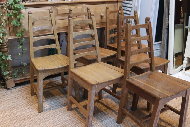 6 X Vintage Mid-Century Dining Chairs Limed Oak by Webber Furniture Croydon 1940