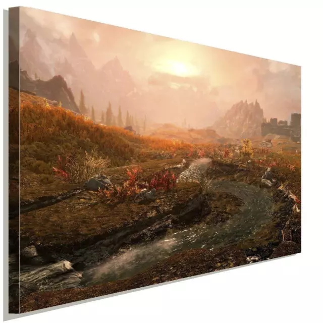 Skyrim Sonnenuntergang Leinwandbild AK Art Studio Wanddeko Wandbild Kunstdruck