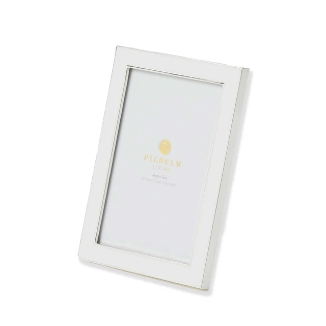 Pilbeam Living Tiffany Metal 4x6" Photo Frame Picture Display Stand White/Silver