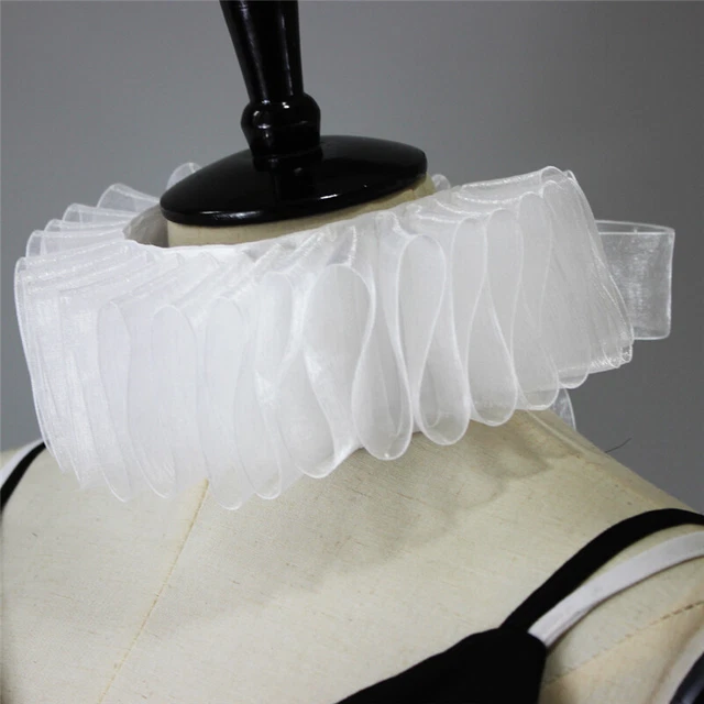 Frilly Rete Piegata Chiffon Falso Collare Staccabile Choker Accessorio Vintage Nuovo